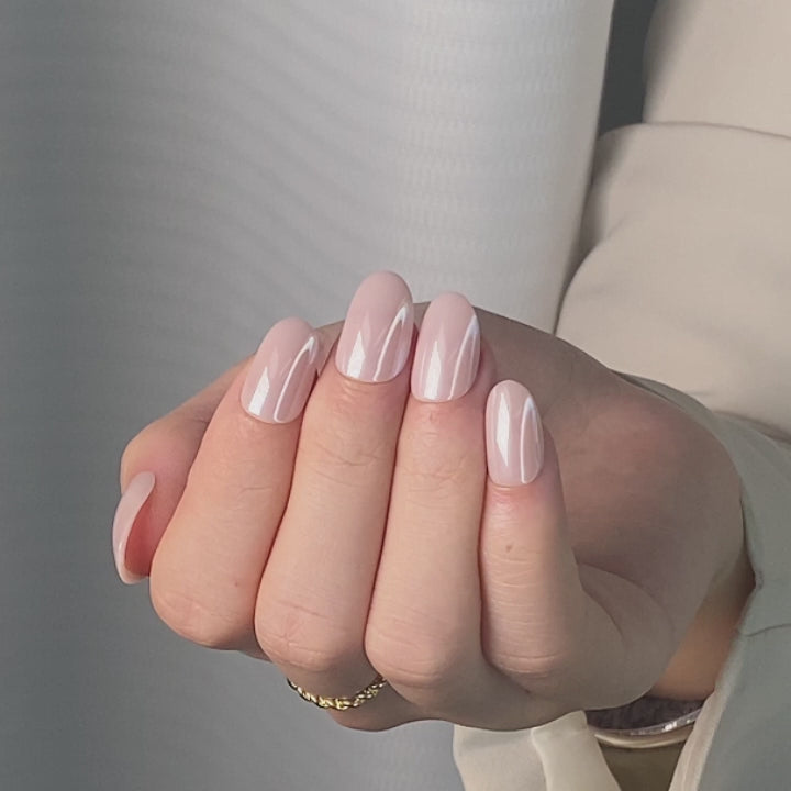 Glazed Aurora Soft Beige Oval Nails salon quality value comparison | SHANGMENG®