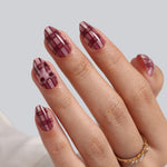 Plaid Bow Deep Red Short Almond Soft Gel Press on Nails product image 1 | SHANGMENG®