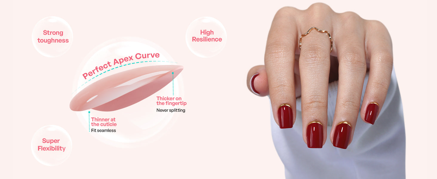 Dark Red 3d Gold End Short Square Nails detail image 2