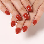 Autumn Ember Brown Gloss — Extra Short Almond soft gel process | SHANGMENG®