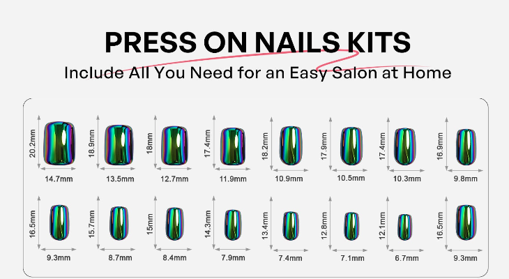 Chameleon Salon Style Reusable Soft Gel Press on Nails product image 16 sizes | SHANGMENG®