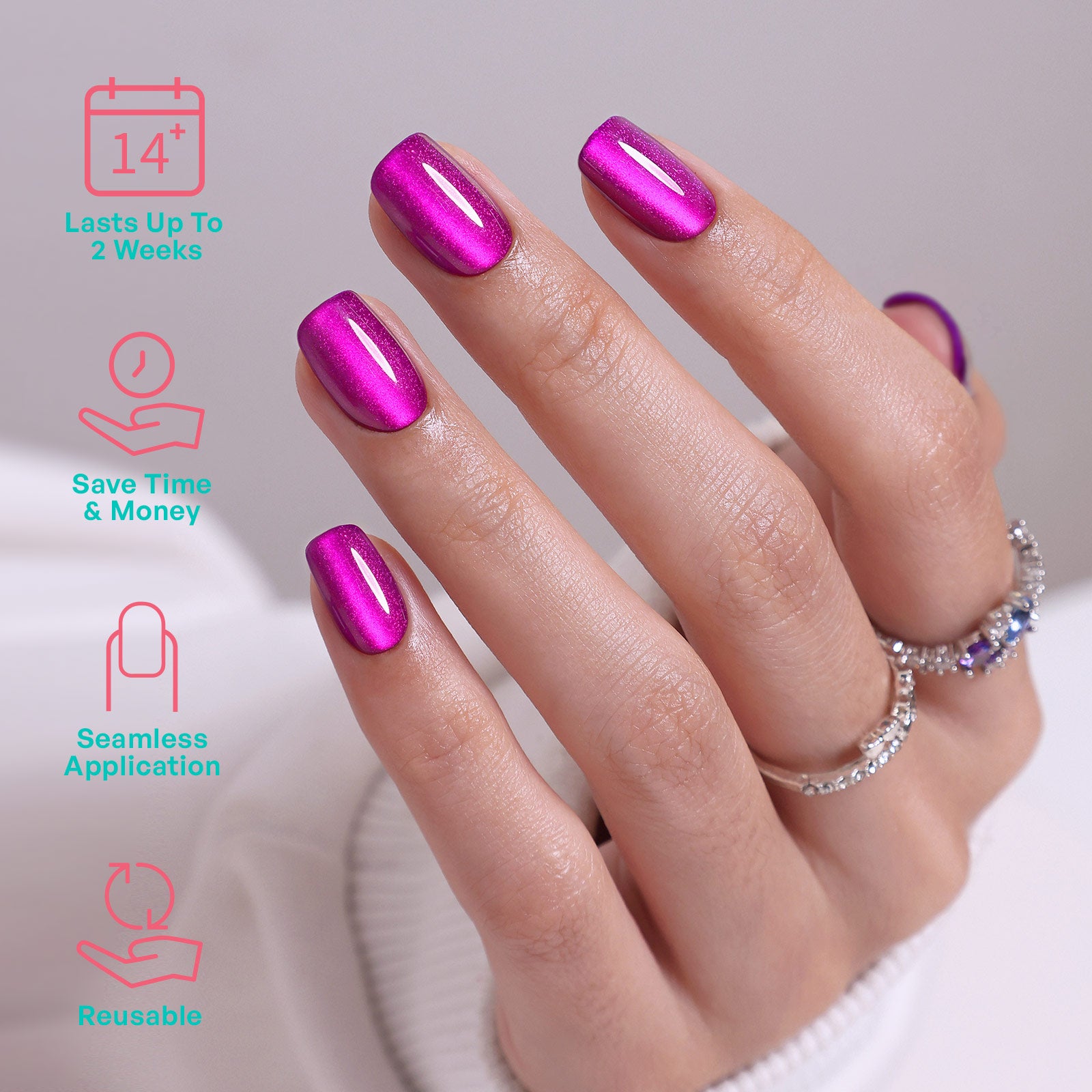 Amethyst Glow Salon Style Reusable Soft Gel Press on Nails product image 2 | SHANGMENG®