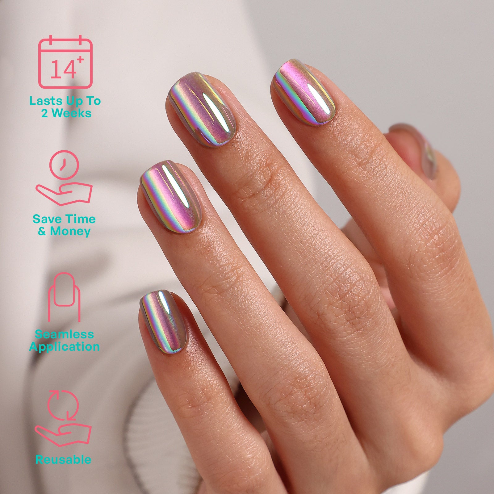 Aurora Rainbow Salon Style Reusable Soft Gel Press on Nails product image 2 | SHANGMENG®