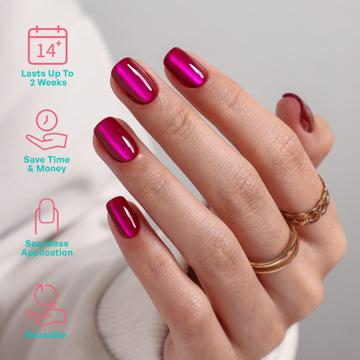 Berry Glow Salon Style Reusable Soft Gel Press on Nails product image 2 | SHANGMENG®