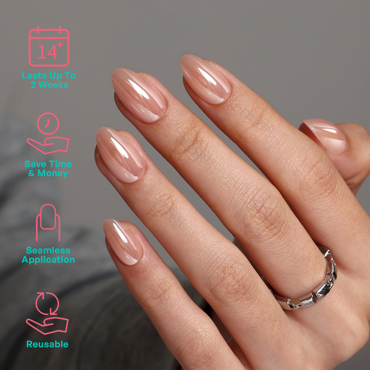 Champagne Salon Style Reusable Soft Gel Press on Nails product image 2 | SHANGMENG®