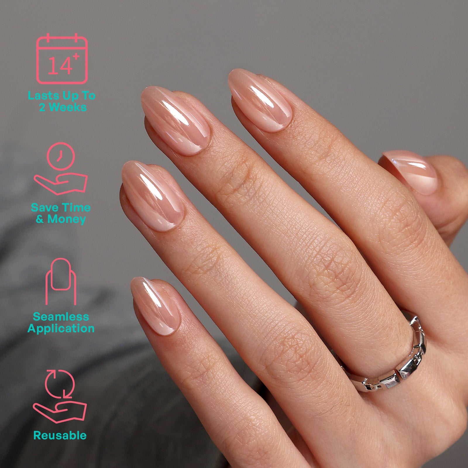 Champagne Salon Style Reusable Soft Gel Press on Nails product image 2 | SHANGMENG®