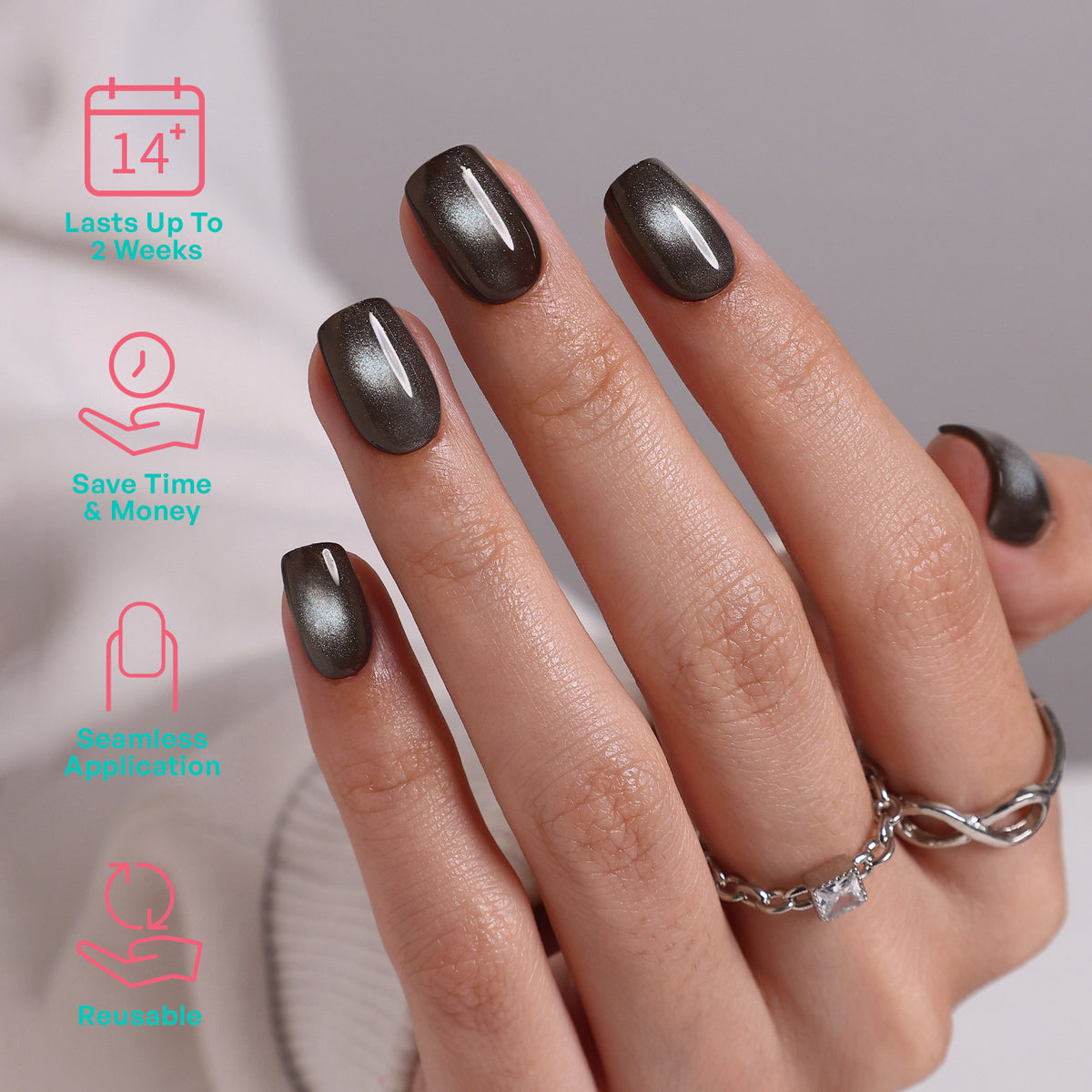 Midnight Shimmer Reusable Soft Gel Press on Nails product image 2 | SHANGMENG®