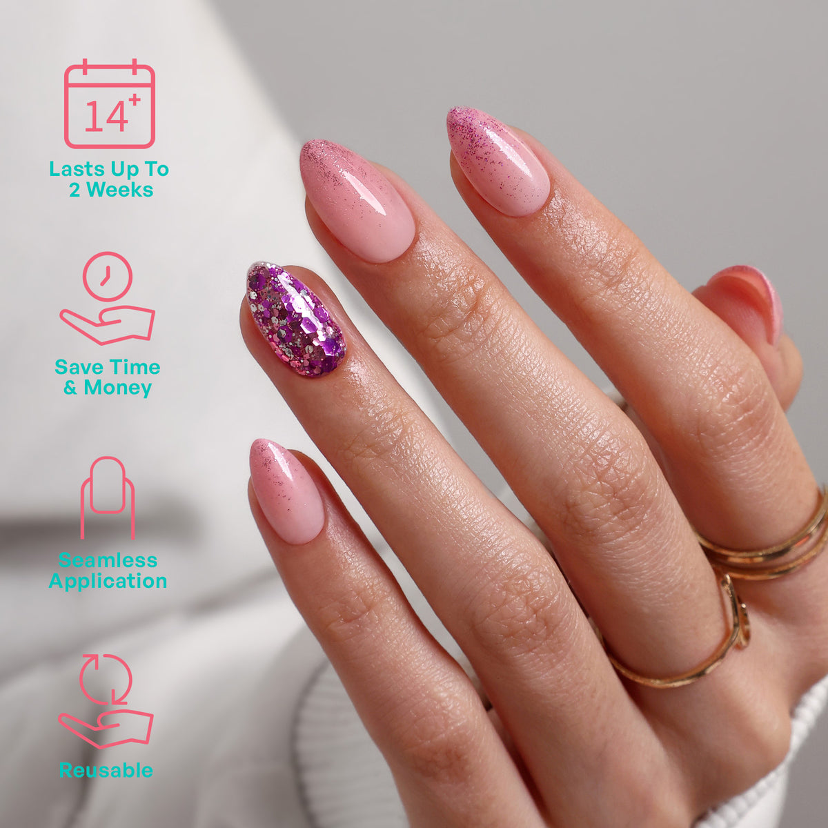 Rose Quartz Crush Reusable Soft Gel Press on Nails product image 2 | SHANGMENG®