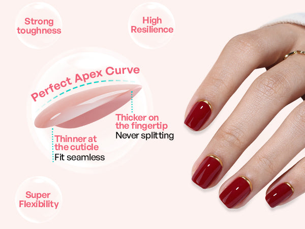 Dark Red 3d Gold End Short Square Nails detail image 2