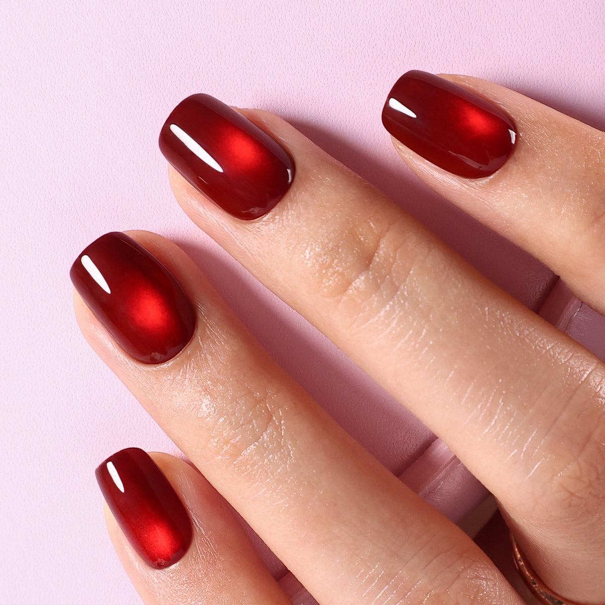 Ruby Halo Wine Cat Eye — Short Square closeup detail | SHANGMENG®