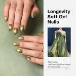 Sage Orbit Green Cat Eye — Short Almond hand model detail | SHANGMENG®