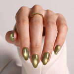 Sage Orbit Green Cat Eye — Short Almond main hand model view | SHANGMENG®