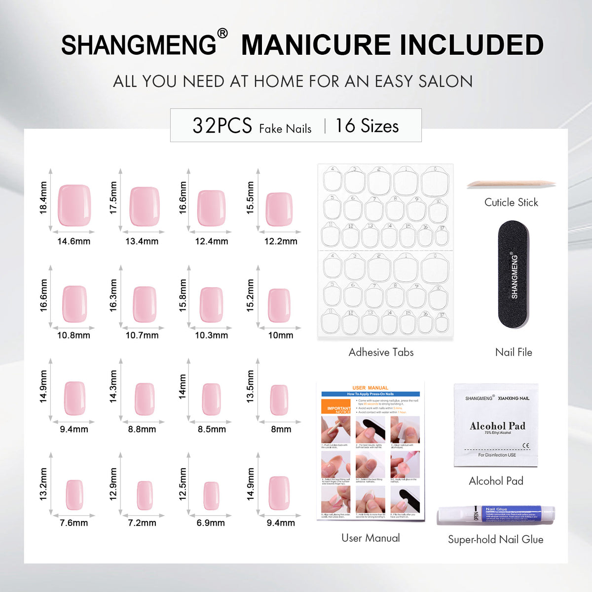 Square SHANGMENG press-on nails