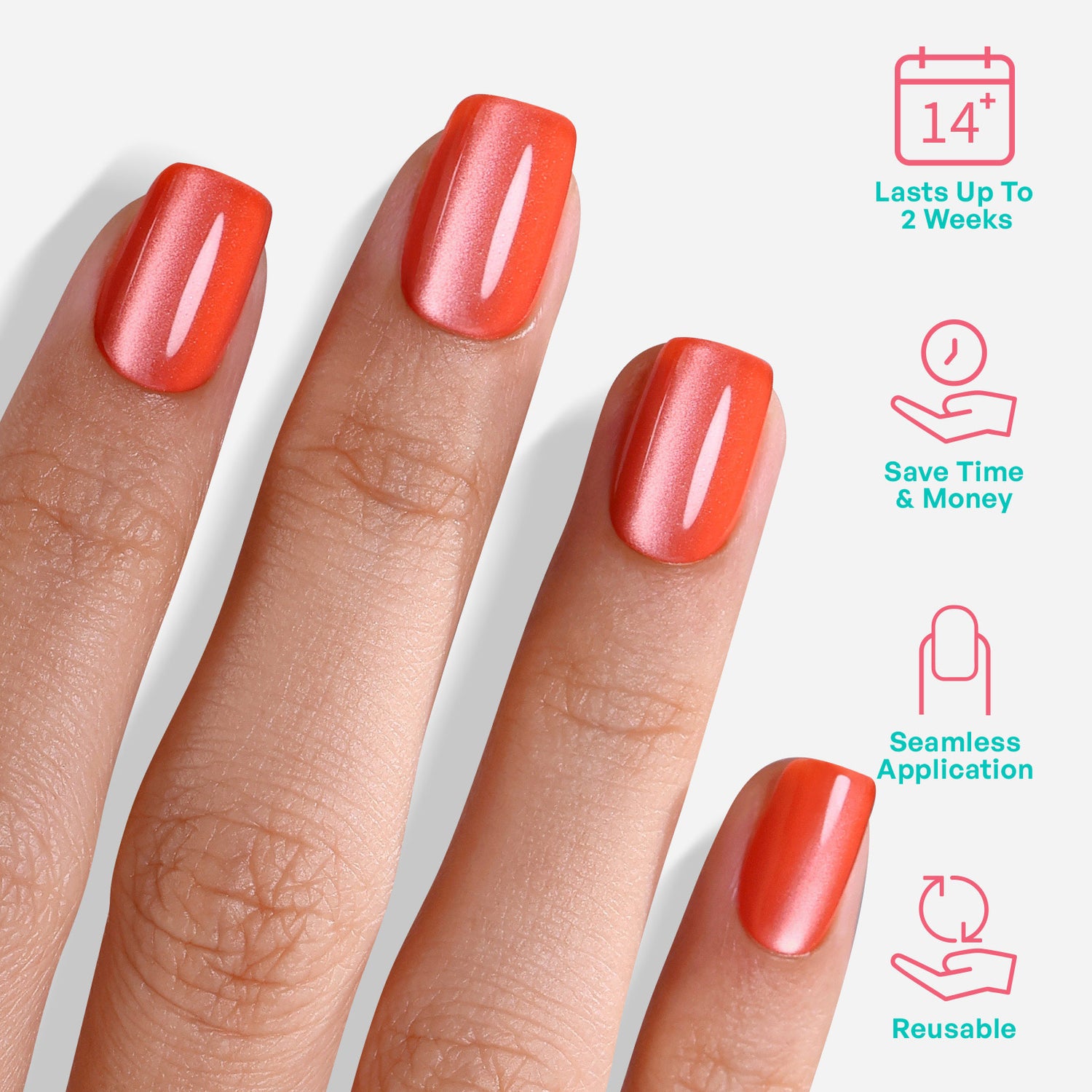 Cat Eye Coral Orange Press on Nails