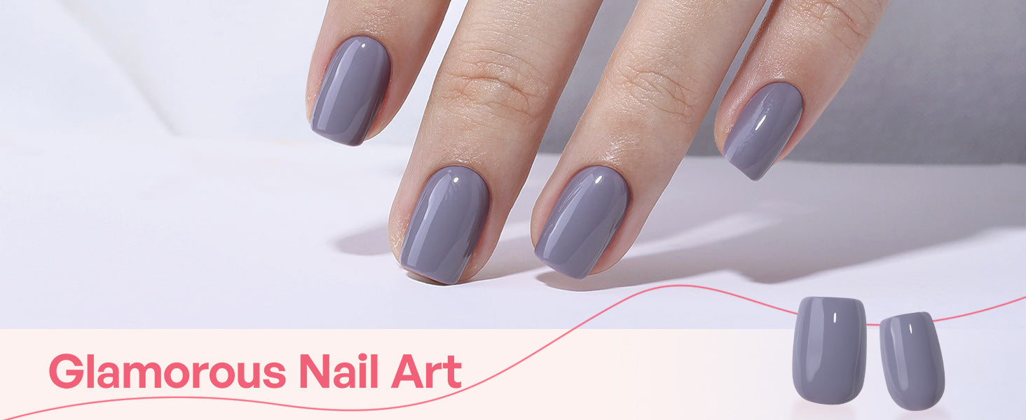 Cool Lavender Grey Square Press On Nails detail image 1