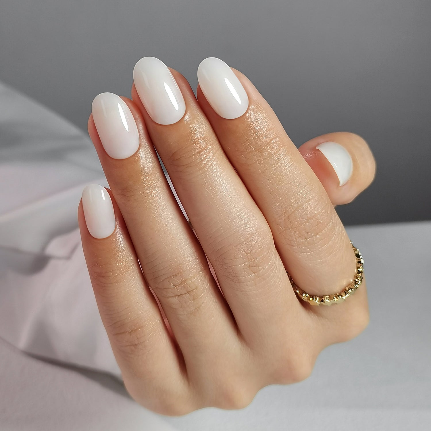 Pearl White Short Oval Soft Gel Nails