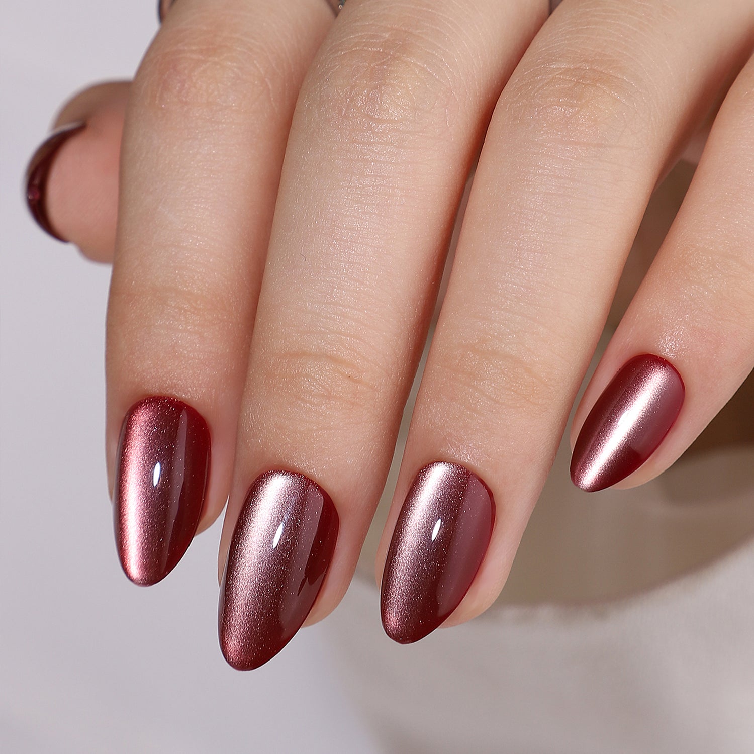 Cat Eye Prune Soft Gel Nails