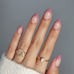 French Tip Dusty Rose Mauve Short Almond Press on Nails product image 1 | SHANGMENG®