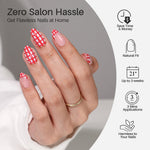 French Tip Plaid Red Short Almond Soft Gel Press on Nails product image 2 | SHANGMENG®