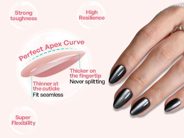 Galaxy-Like Black Cat Eye Almond Nails detail image 2