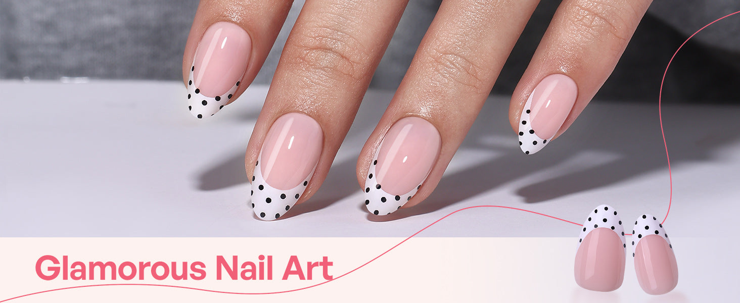 White French Tip Polka Dots Press on Nails detail image 1