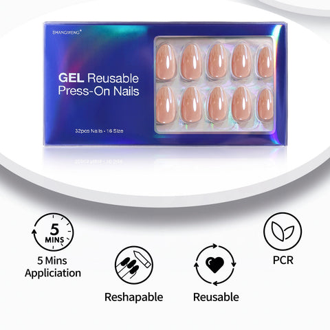 Ongles en amande nude Aurora chromé glacé
