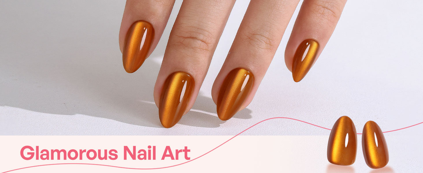 Burnt Orange Cat Eye Press on Nails detail image 1