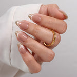 Smile & Shine French Cat Eye Short Almond Press-On Nails product detail view | SHANGMENG®