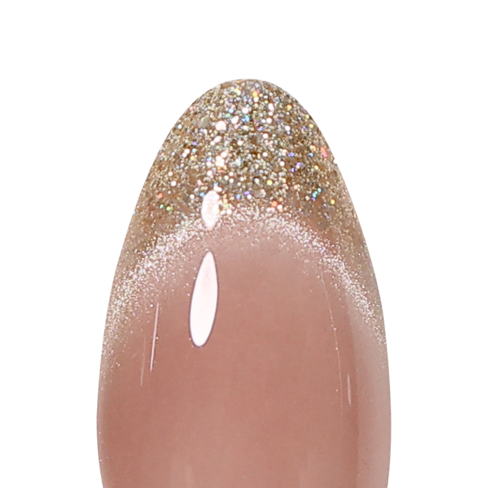 Smile & Shine French Cat Eye Short Almond Press-On Nails single nail finish close-up | SHANGMENG®