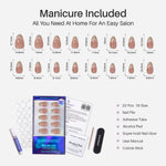 Smile & Shine French Cat Eye Short Almond Press-On Nails 16 size kit contents | SHANGMENG®