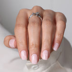 Soap Blush Pink Short Square Soft Gel Press-On Nails finish close-up on hand | SHANGMENG®