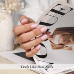 Soap Blush Pink Short Square Soft Gel Press-On Nails real feel hand view | SHANGMENG®