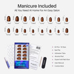 Tortoise Shell Brown Oval Nails Press on 16 size options mm measurement chart | SHANGMENG®