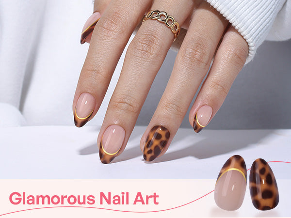 Tortoise Shell French Tip Nails Press on detail image 1