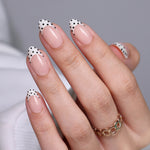 Glow French Tip Polka Dot Medium Almond Press on Nails product image 1 | SHANGMENG®