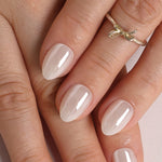 White Mirror Chrome Extra Short Almond Press-On Nails finish close-up mirror shine | SHANGMENG®