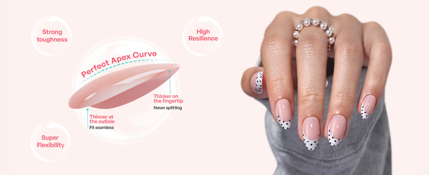 White French Tip Polka Dots Press on Nails detail image 2