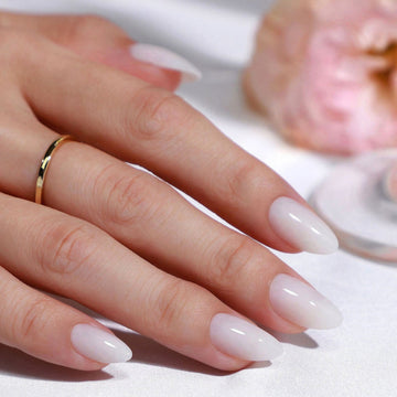 Unhas amendoadas curtas Milky White, foto do produto | SHANGMENG®