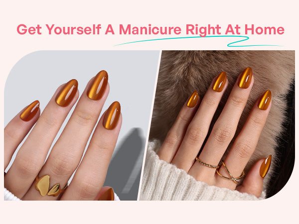 Burnt Orange Cat Eye Press on Nails detail image 3