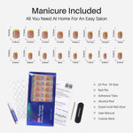 Yellow French Tip Square Press on Nails 16 size options mm measurement chart | SHANGMENG®